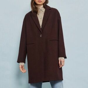 Topshop Burgundy Relaxed Fit Coat